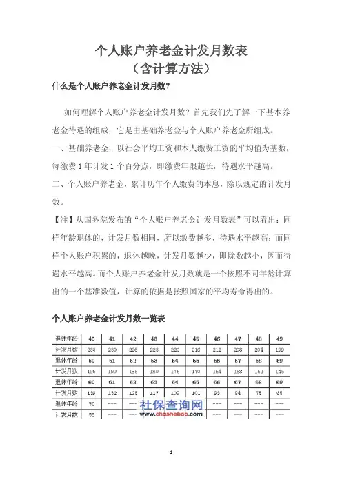 个人账户养老金计入比例与计发月数表（含计算方法）
