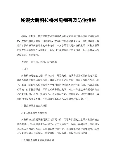 浅谈大跨斜拉桥常见病害及防治措施
