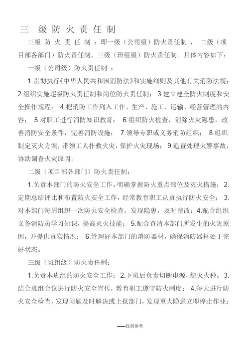 消防安全三级责任制