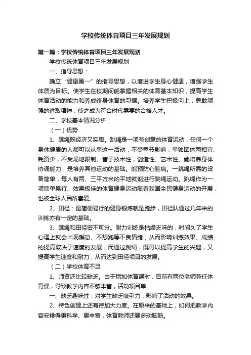 学校传统体育项目三年发展规划