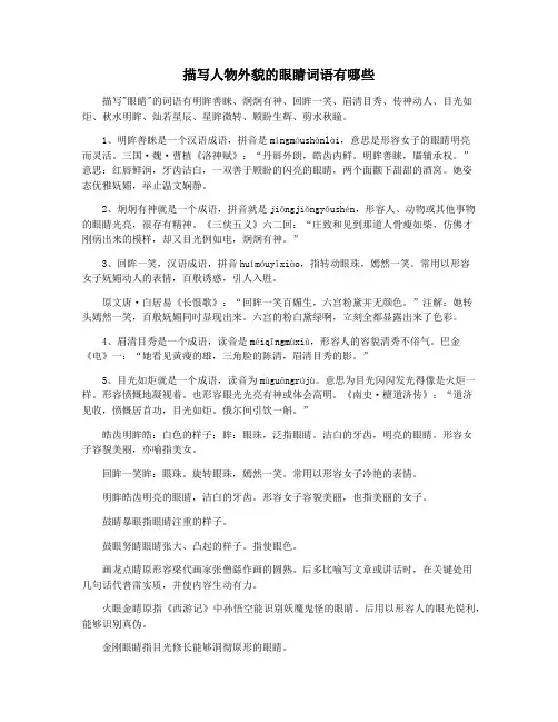 描写人物外貌的眼睛词语有哪些