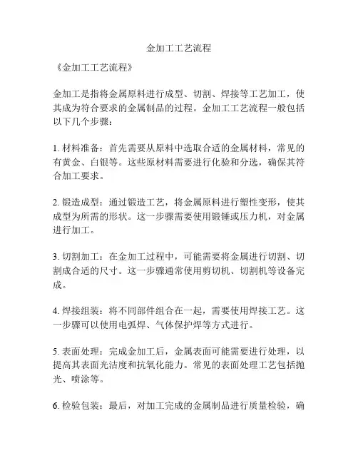 金加工工艺流程