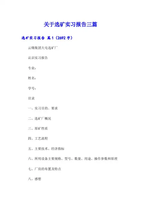关于选矿实习报告三篇
