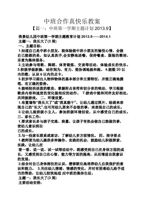 中班合作真快乐教案