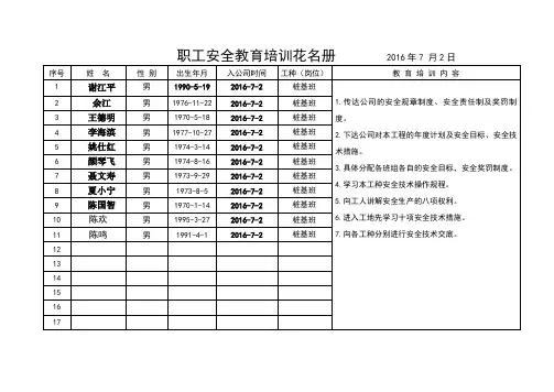 02职工安全教育培训花名册