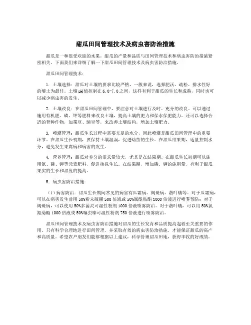甜瓜田间管理技术及病虫害防治措施