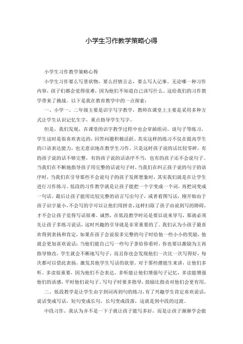 小学生习作教学策略心得