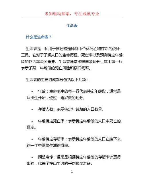 生命表文档