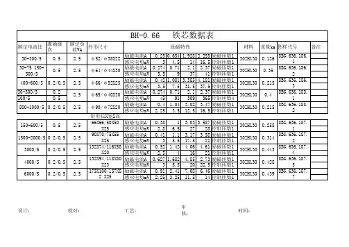 BH-0.66铁芯检验参数表