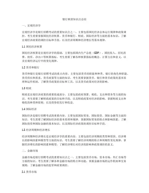 银行秋招知识点总结