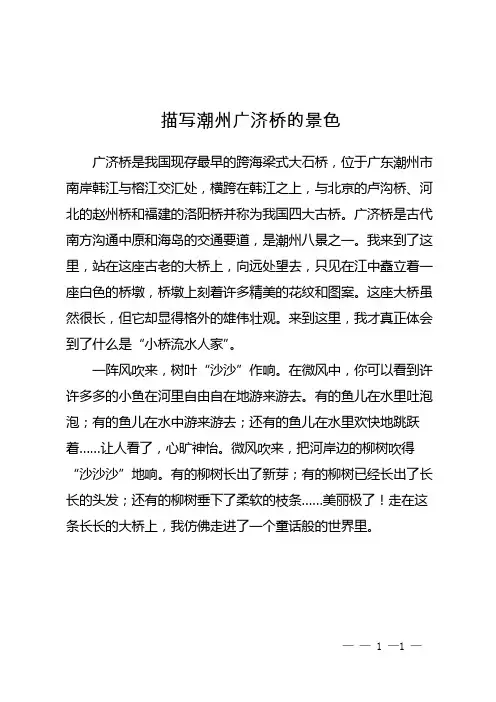 描写潮州广济桥的景色