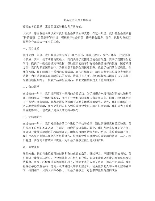 某基金会年度工作报告