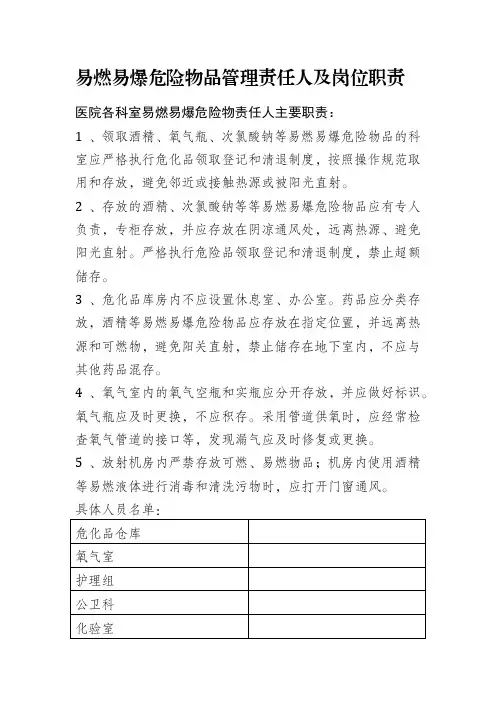 医院危化品管理责任人及管理规范