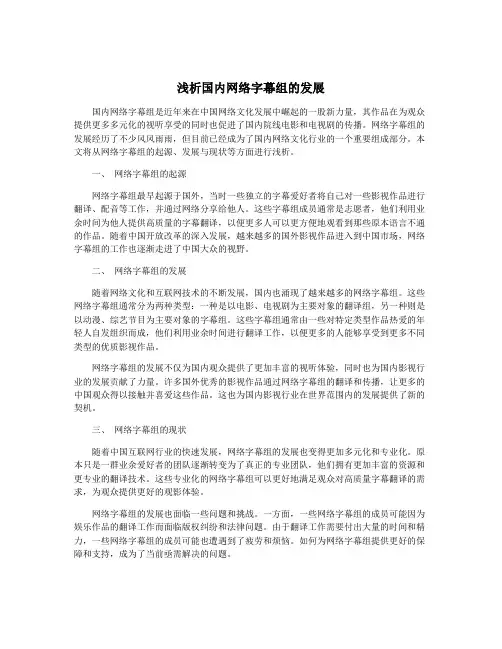 浅析国内网络字幕组的发展