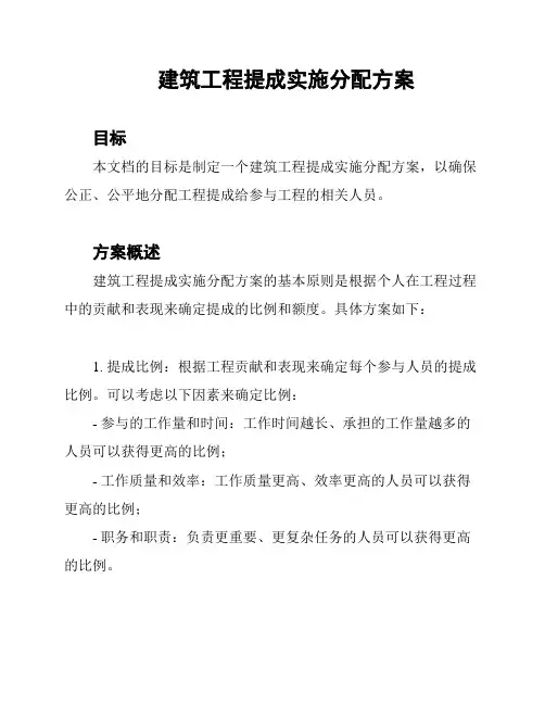 建筑工程提成实施分配方案