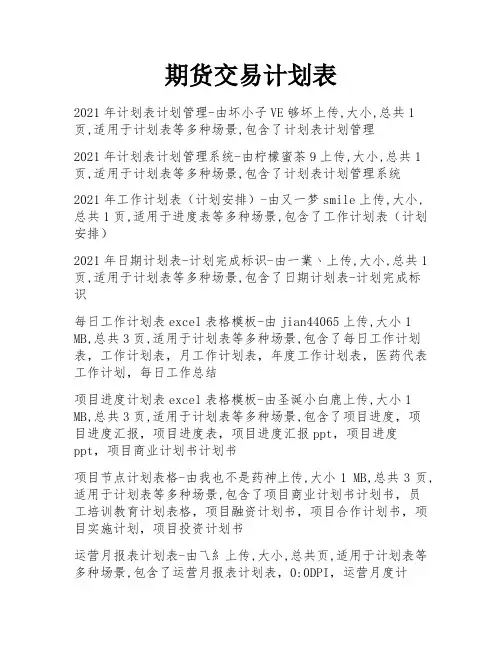 期货交易计划表