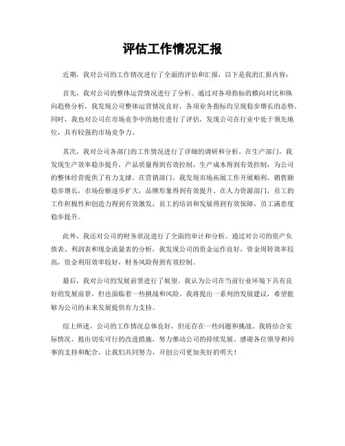 评估工作情况汇报