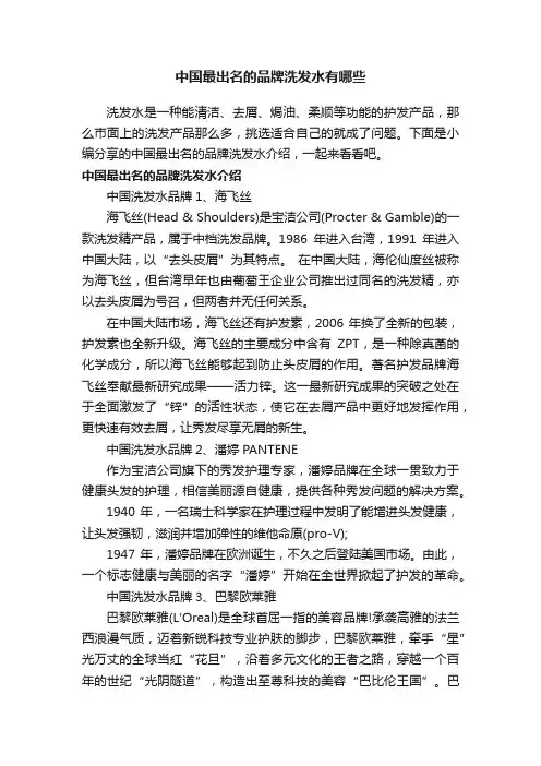 中国最出名的品牌洗发水有哪些