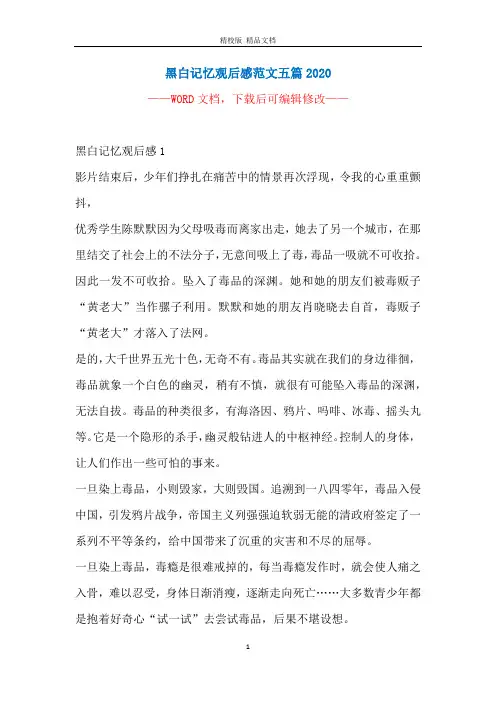 黑白记忆观后感范文五篇2020