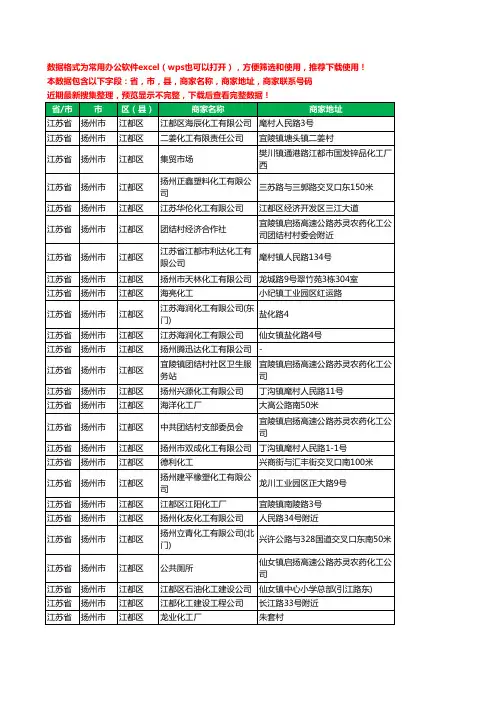 2020新版江苏省扬州市江都区化工厂工商企业公司商家名录名单黄页联系电话号码地址大全129家