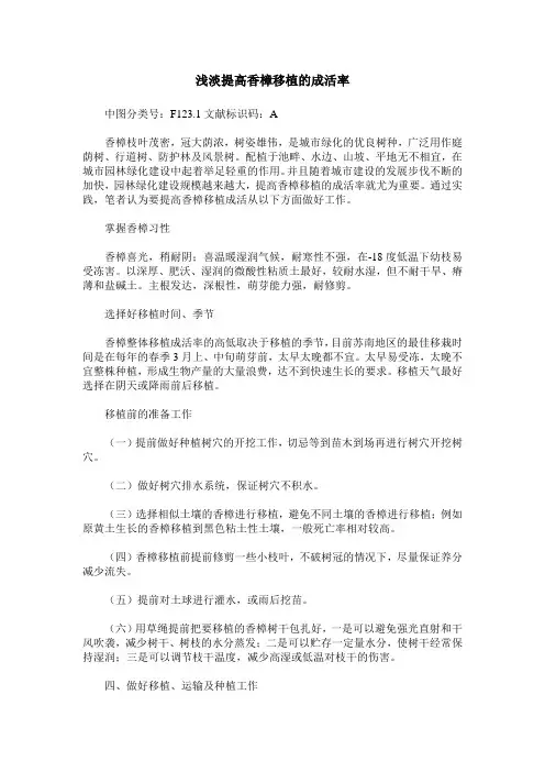 浅淡提高香樟移植的成活率
