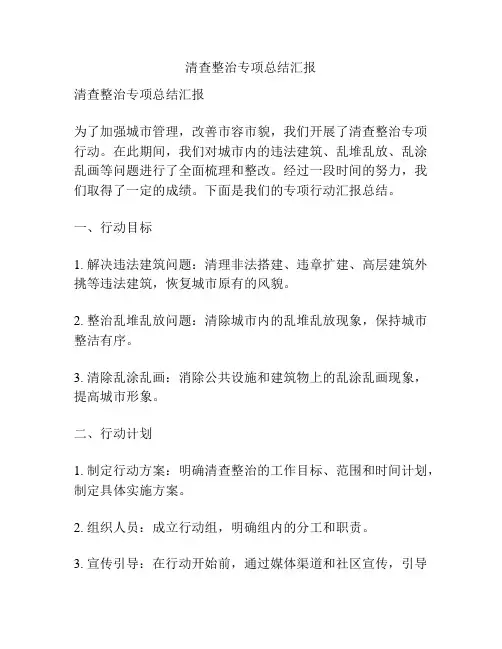 清查整治专项总结汇报