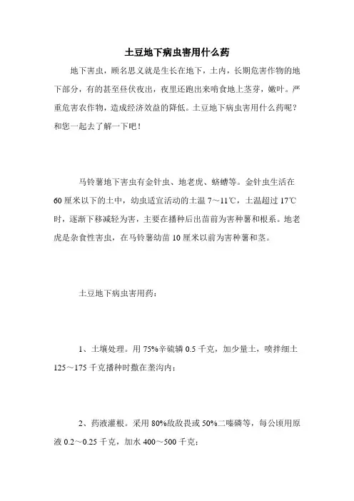土豆地下病虫害用什么药