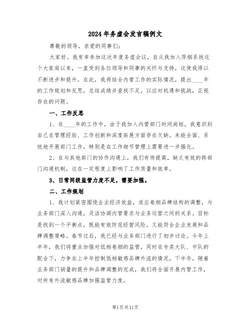 2024年务虚会发言稿例文（六篇）