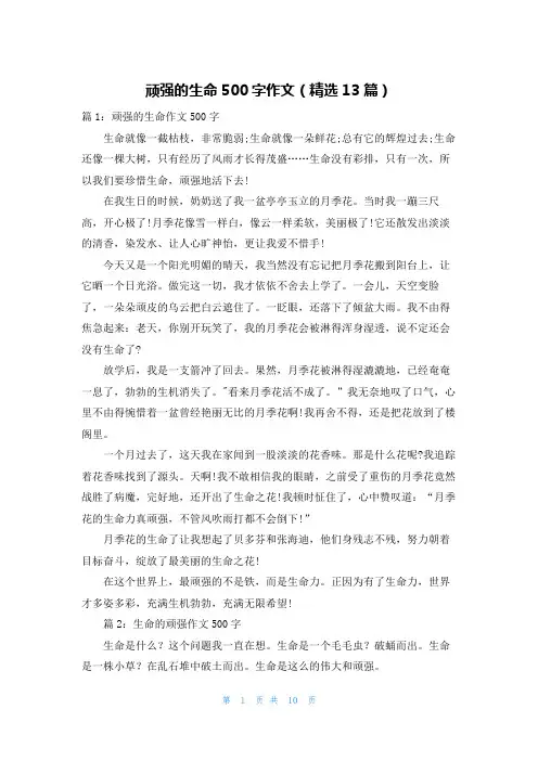 顽强的生命500字作文(精选13篇)