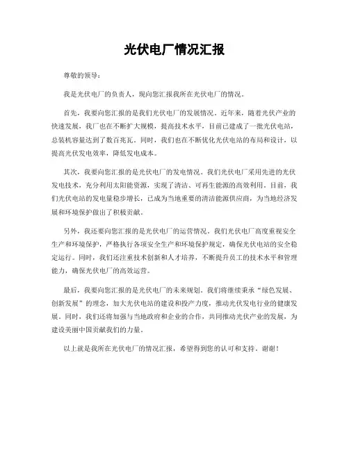 光伏电厂情况汇报
