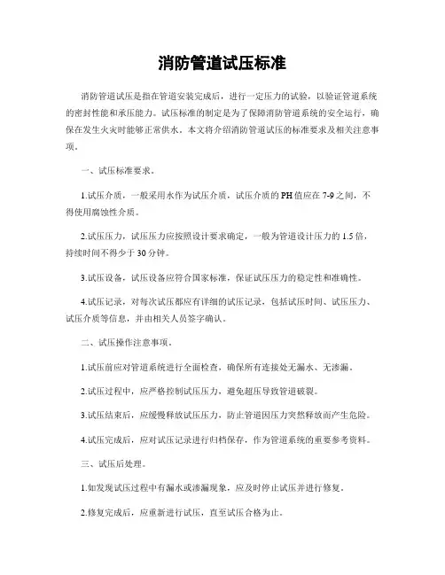 消防管道试压标准