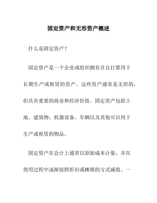 固定资产和无形资产概述