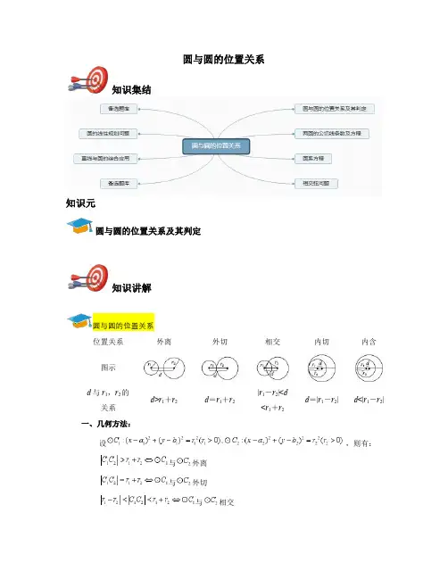 高中数学必修二-圆与圆的位置关系