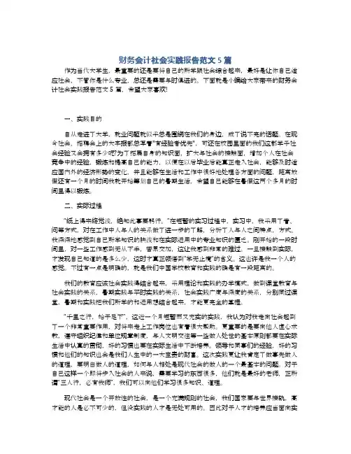 财务会计社会实践报告范文5篇