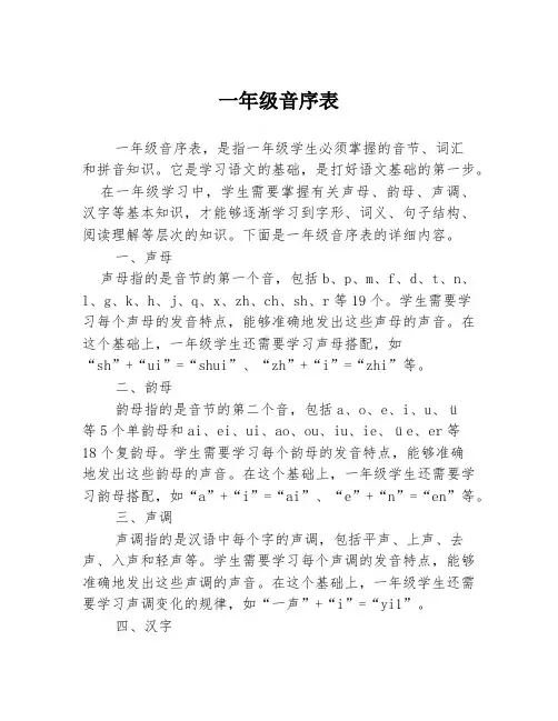 一年级音序表