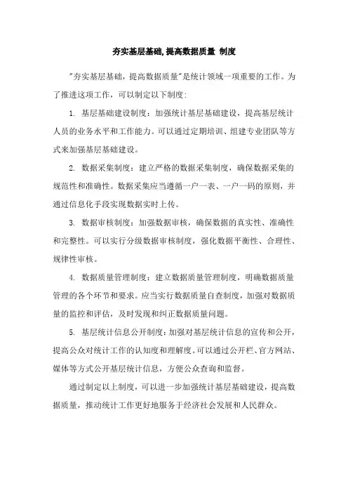 夯实基层基础,提高数据质量 制度