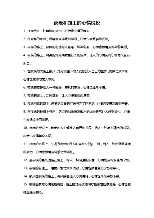 夜晚和路上的心情说说