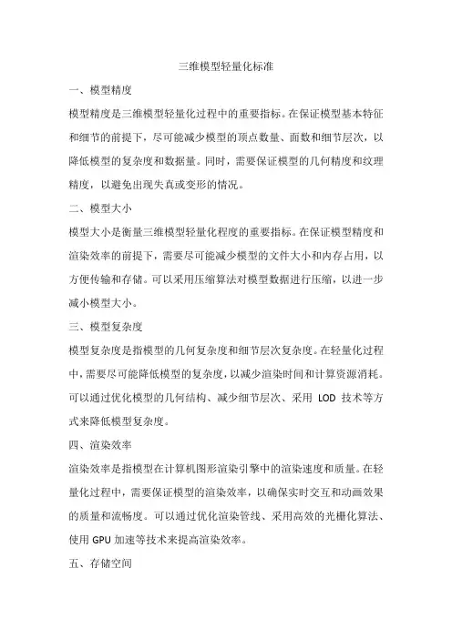 三维模型轻量化标准