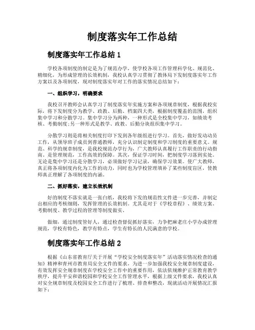 制度落实年工作总结
