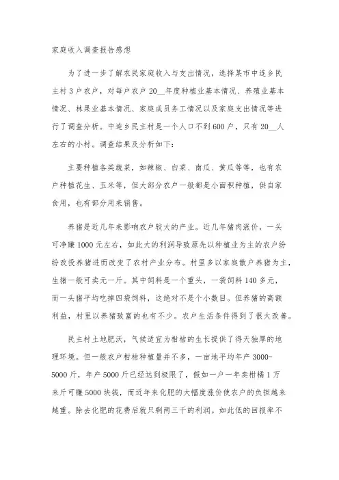 家庭收入调查报告感想