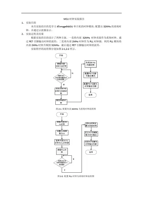 MCU时钟实验报告