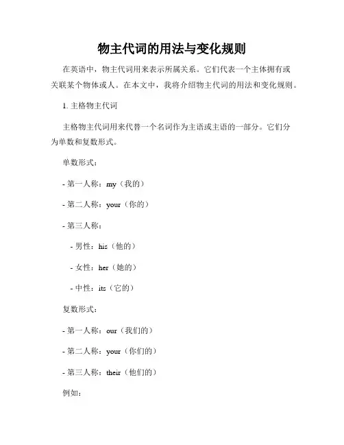 物主代词的用法与变化规则