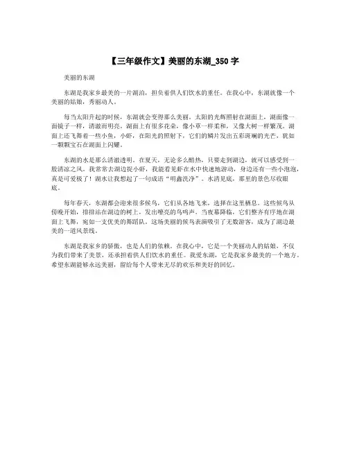【三年级作文】美丽的东湖_350字