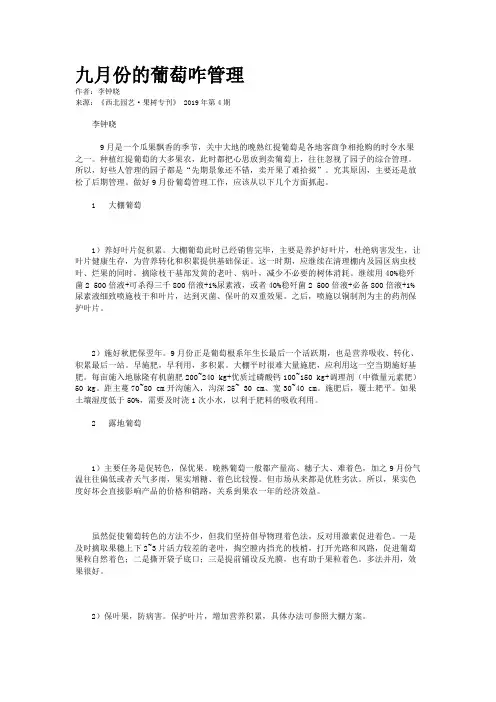 九月份的葡萄咋管理