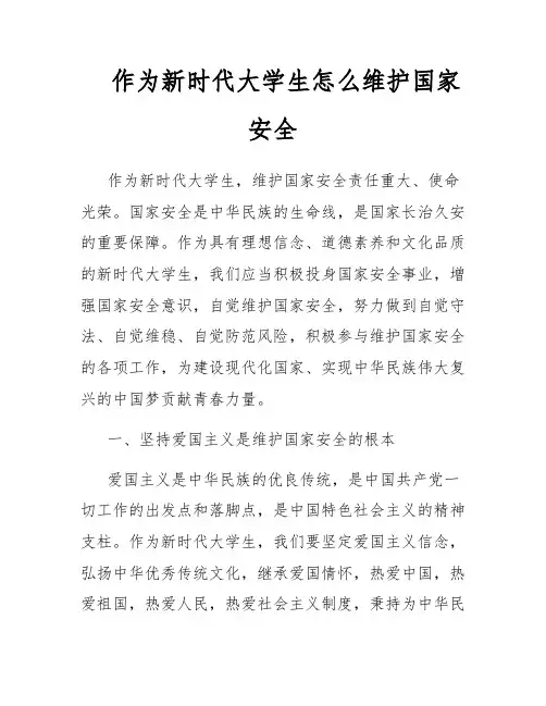 作为新时代大学生怎么维护国家安全