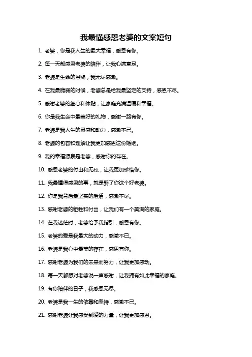 我最懂感恩老婆的文案短句