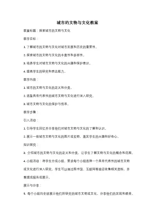 城市的文物与文化教案
