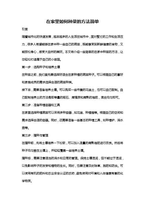 在家里如何种菜的方法简单