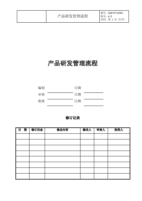 产品研发管理流程