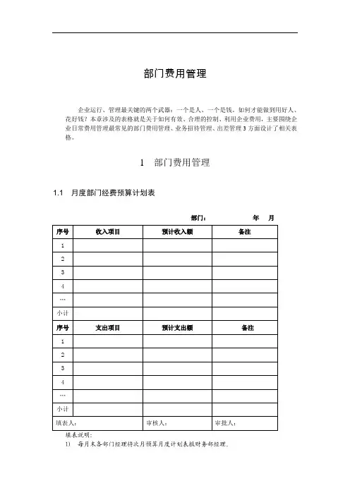 15个 费用管理表格